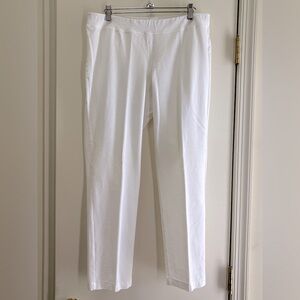Eileen Fisher White Crepe Elastic Waist Pants